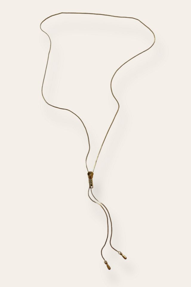 Vintage 1980's Gold Tone Zipper Lariat Necklace Selected By Afterlife Boutique #1