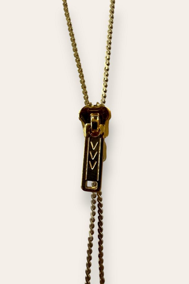 Vintage 1980's Gold Tone Zipper Lariat Necklace Selected By Afterlife Boutique #2