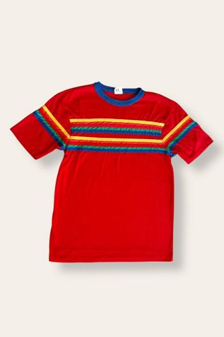 Vintage 1970's Rainbow Striped T-Shirt Selected By Afterlife Boutique