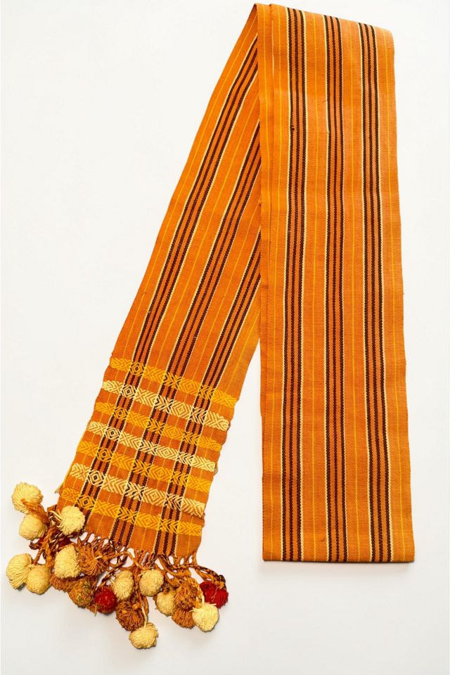 Vintage Hand Woven Ball Fringe Striped Sash Selected by Personal Choice #2