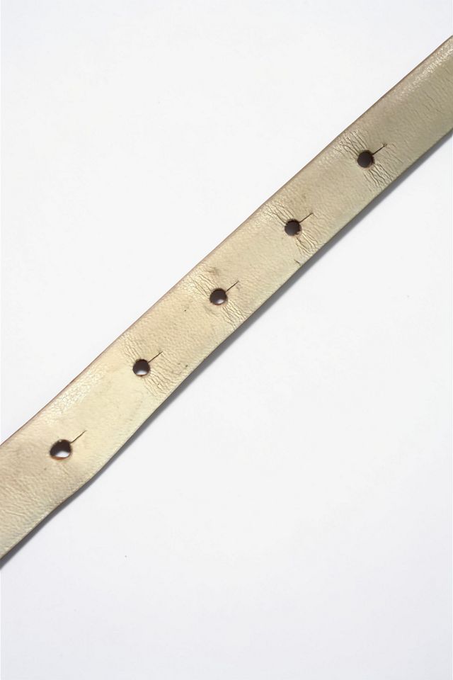 Vintage Gold Tone Fish Buckle Narrow Leather Belt Selected by Personal Choice #3