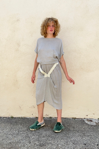 Vintage Issey Miyake Grey Linen Skirt Set Selected by The Curatorial Dept.