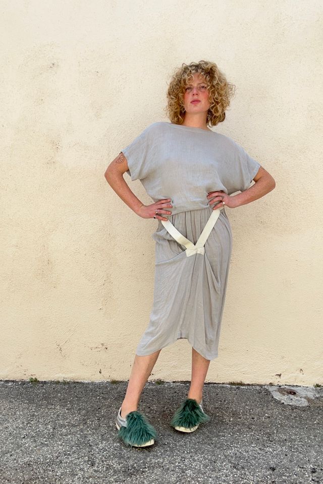 Vintage Issey Miyake Grey Linen Skirt Set Selected by The Curatorial Dept. #2