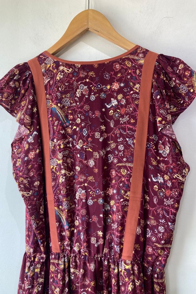 Ulla Johnson Maroon Floral Midi Dress Selected by The Curatorial Dept. #1