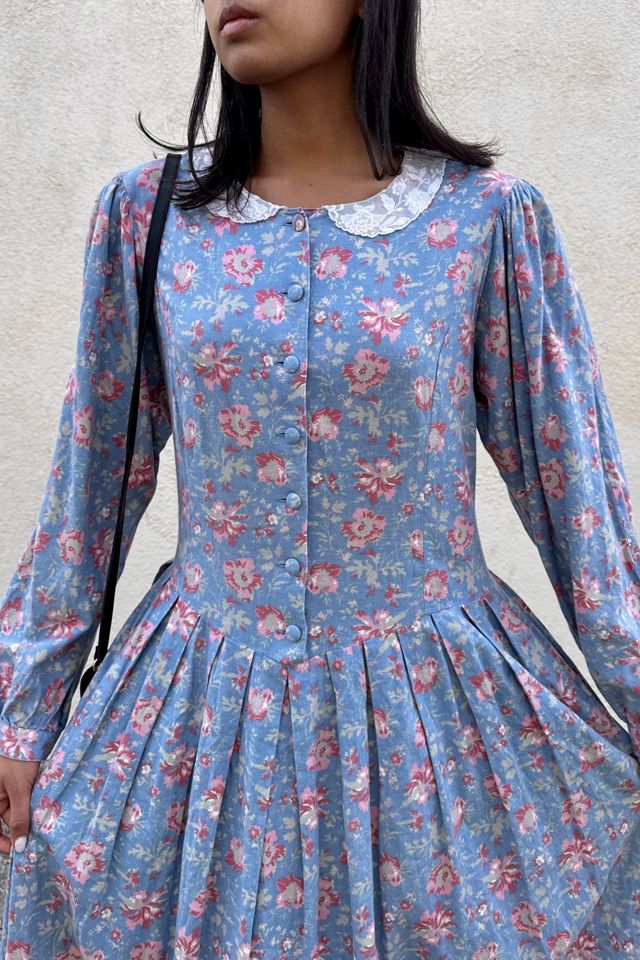 Laura Ashley Blue and Pink Floral Dress Selected by The Curatorial Dept. #1