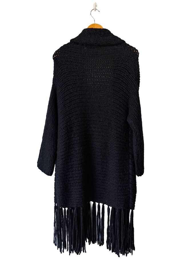 Raquel Allegra Black Alpaca Sweater with Fringe Selected by The Curatorial Dept. #1