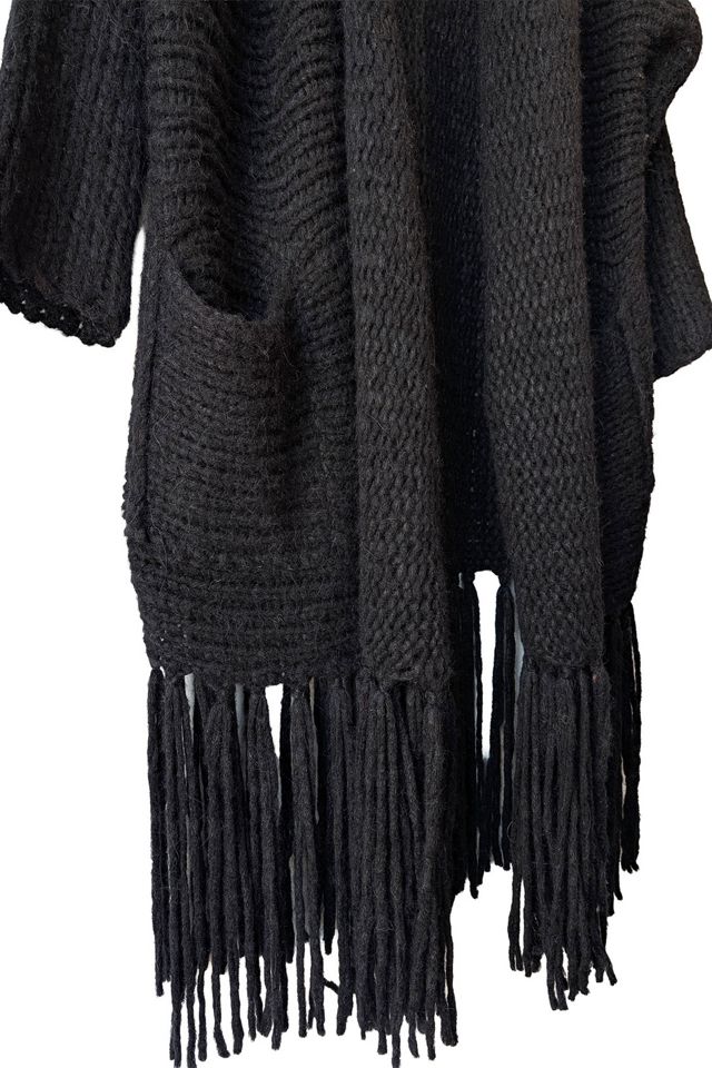 Raquel Allegra Black Alpaca Sweater with Fringe Selected by The Curatorial Dept. #2