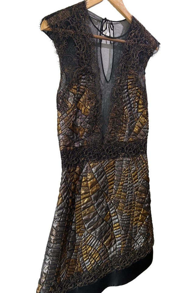 Alberta Ferretti Black Gold Silver Metallic Dress Selected by The Curatorial Dept. #1