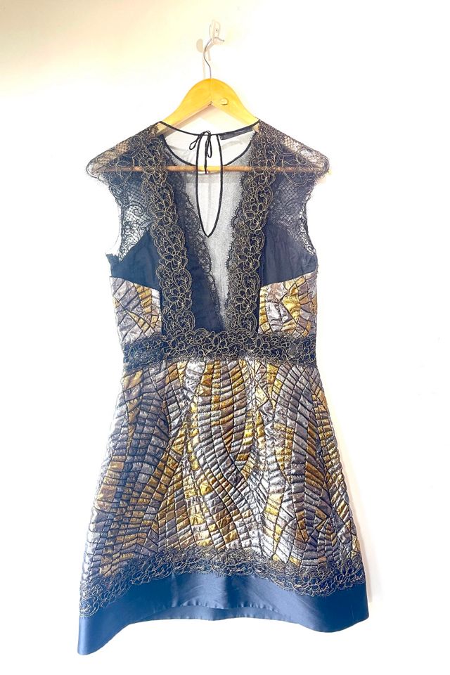 Alberta Ferretti Black Gold Silver Metallic Dress Selected by The Curatorial Dept. #2
