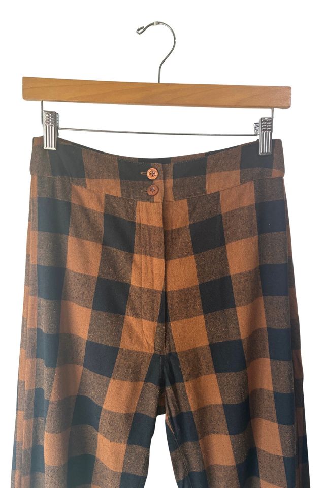 Ali Golden Brown Gingham Raw Silk Pants Selected by The Curatorial Dept. #2
