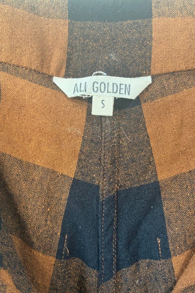 Ali Golden Brown Gingham Raw Silk Pants Selected by The Curatorial Dept. #3