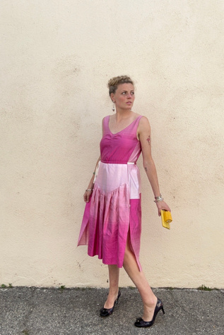 Chelsea Mak Magenta Gradient Silk Dress Selected by The Curatorial Dept.
