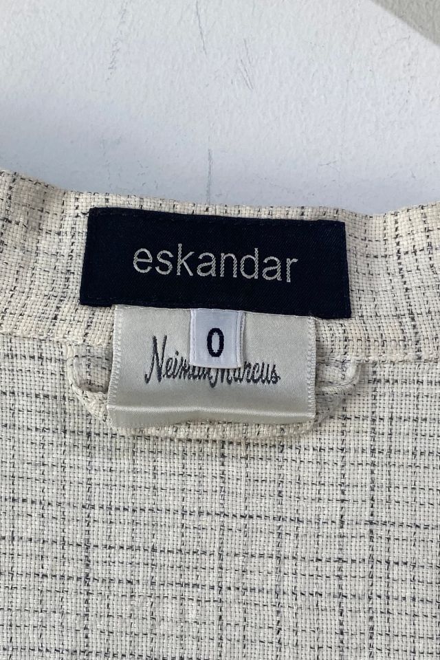Vintage Eskandar Cream Linen Grid Jacket Selected by The Curatorial Dept. #3