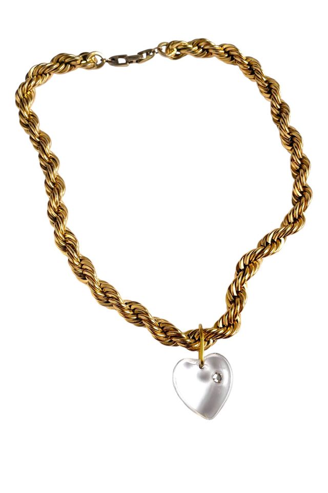 Vintage Chunky Gold Rope Chain With Glass Heart Selected By Ankh By Racquel #1