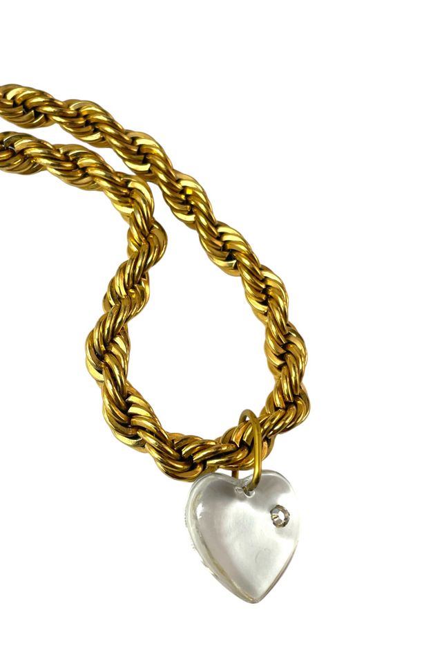 Vintage Chunky Gold Rope Chain With Glass Heart Selected By Ankh By Racquel #2