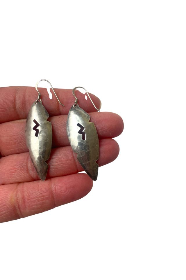 1980's Sterling Silver Abstract Leaf Earrings Selected By Ankh By Racquel #2