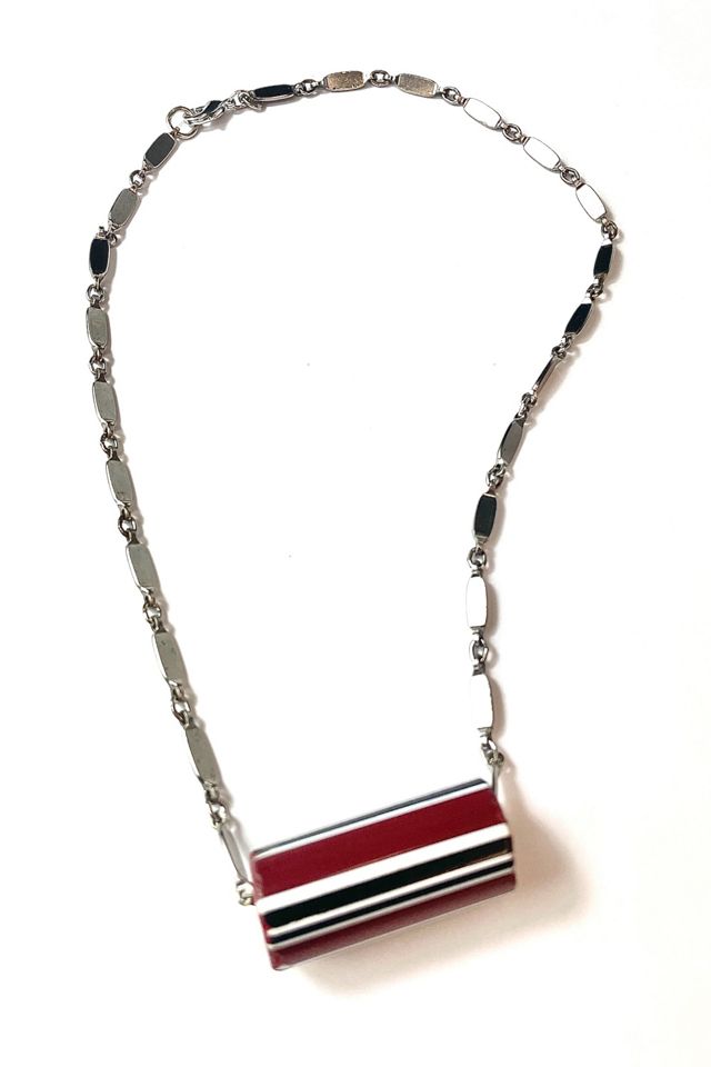 Vintage Silver Chain With Striped Bead Selected By Ankh By Racquel #2