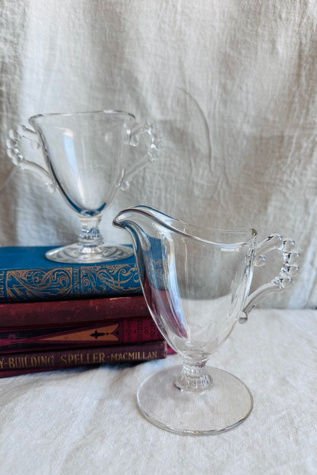 Vintage Imperial Glass Candlewick Footed Cream and Sugar Set Selected by KA.TL.AK