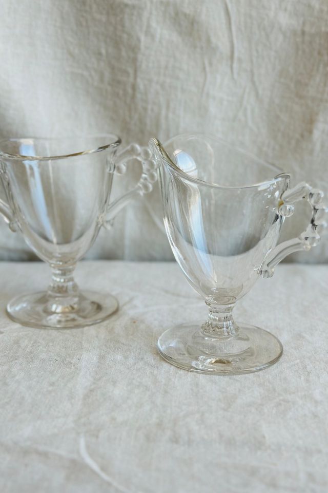 Vintage Imperial Glass Candlewick Footed Cream and Sugar Set Selected by KA.TL.AK #2
