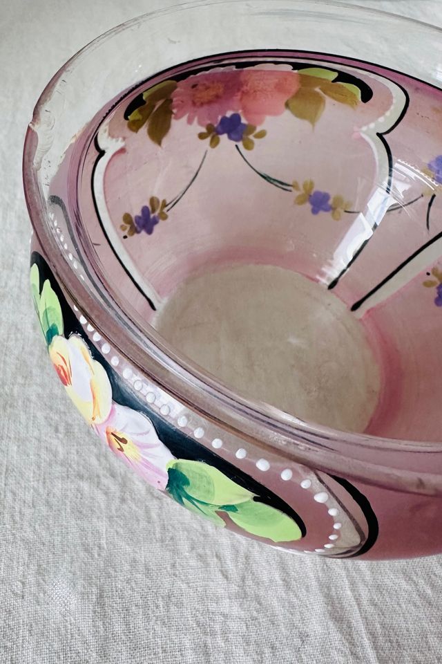 Vintage Hand Painted Fenton Like Glass Bowl Selected by KA.TL.AK #3