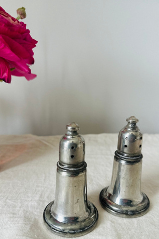 Vintage Pewter Empire Weighted Salt and Pepper Shakers Selected by KA.TL.AK