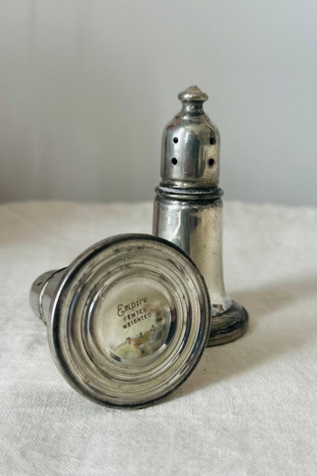 Vintage Pewter Empire Weighted Salt and Pepper Shakers Selected by KA.TL.AK #2