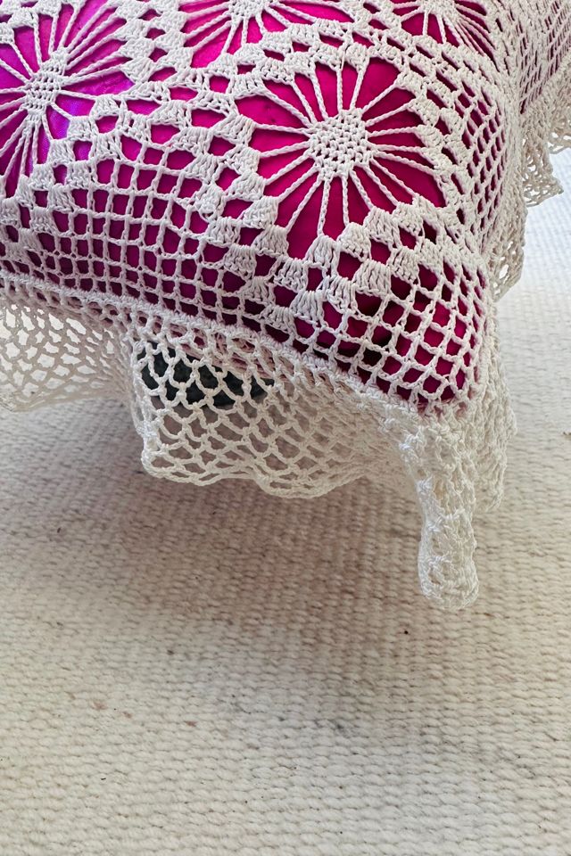 Vintage Handmade Boudoir Pillow with Lace work over Pink Satin Selected by KA.TL.AK #1
