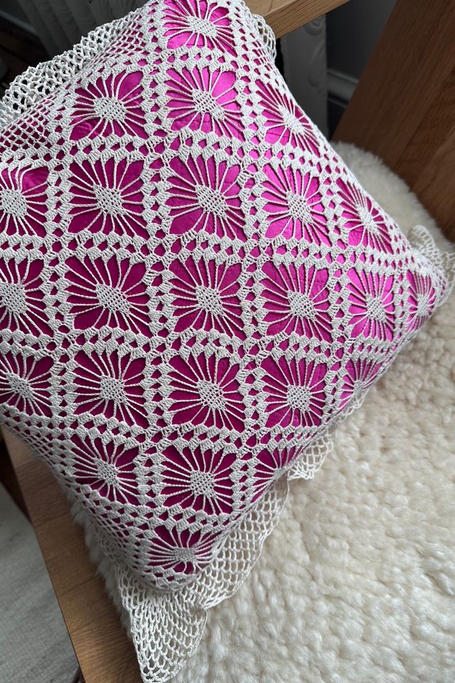 Vintage Handmade Boudoir Pillow with Lace work over Pink Satin Selected by KA.TL.AK #2