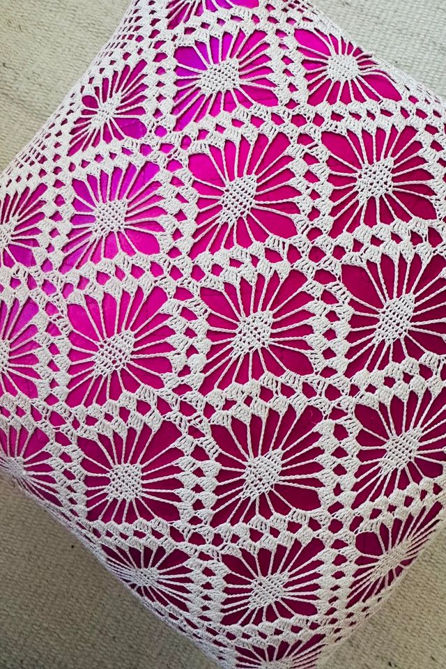 Vintage Handmade Boudoir Pillow with Lace work over Pink Satin Selected by KA.TL.AK #3
