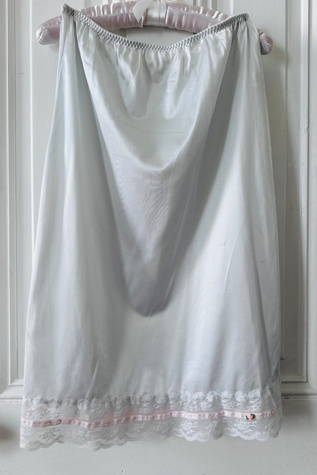 Light Gray Ice Blue Slip with Lace and Rosebud at Hem Selected by KA.TL.AK