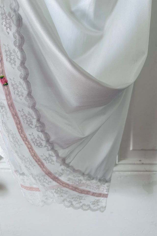 Light Gray Ice Blue Slip with Lace and Rosebud at Hem Selected by KA.TL.AK #2