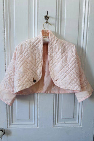 Vintage Pink Quilted Bed Coat with Fancy Button Selected by KA.TL.AK
