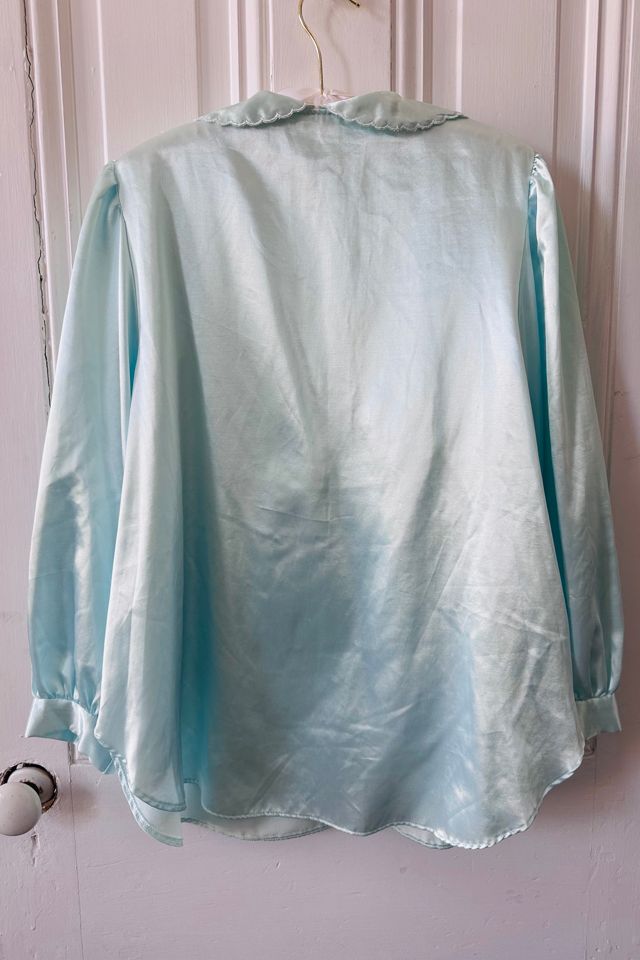 Vintage Baby Blue Satiny Smock with Lace Detail Selected by KA.TL.AK #2