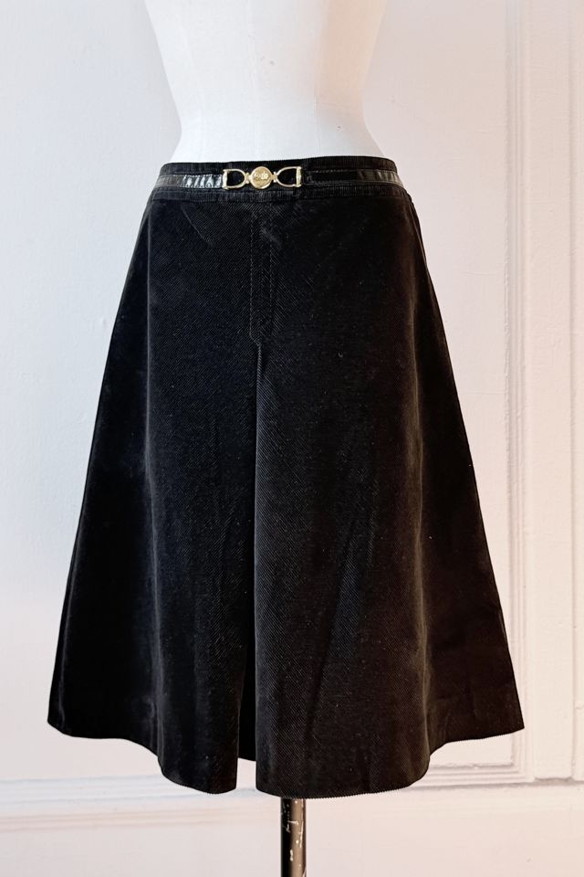 Vintage 70s Celine Paris Corduroy A-Line Pleated Skirt Selected by MARMALADE #2