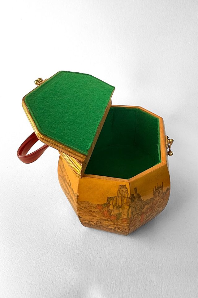 70s Scenic Lucite Handle Octagonal Wooden Box Bag Selected by MARMALADE #2