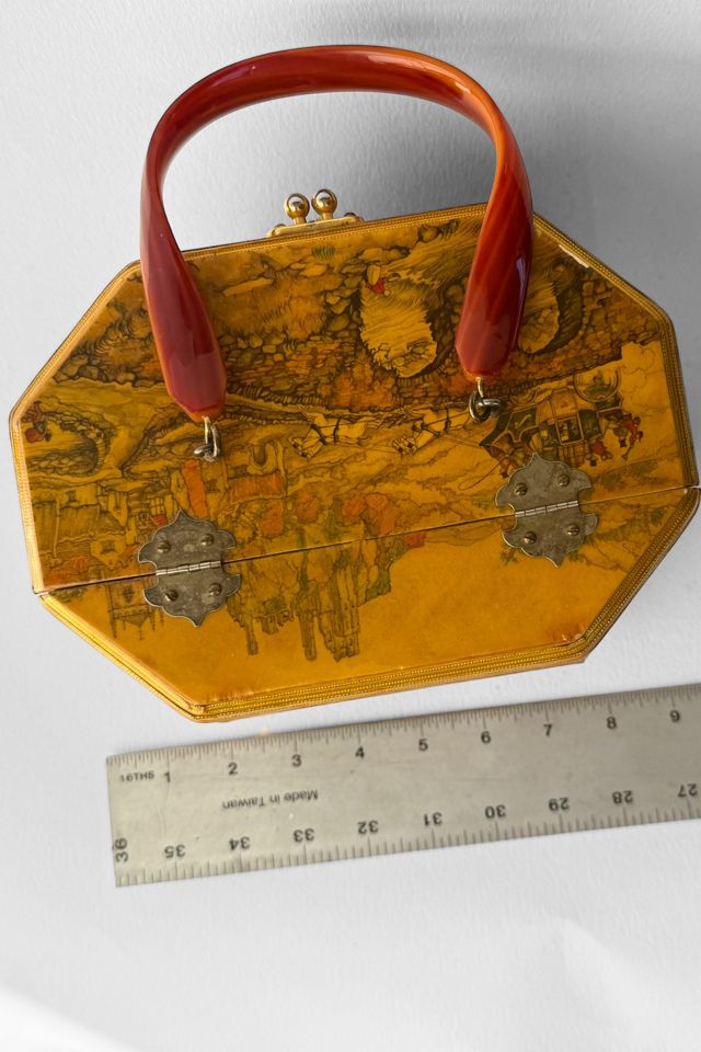 70s Scenic Lucite Handle Octagonal Wooden Box Bag Selected by MARMALADE #3