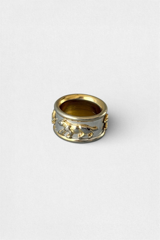 80s Two-Tone Wide Band Panther Statement Ring Selected by MARMALADE