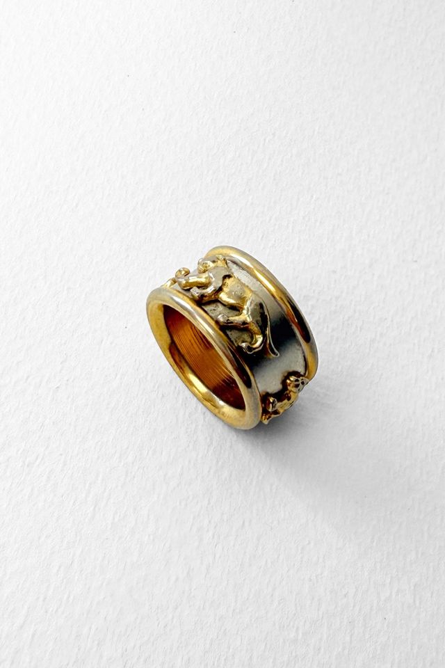 80s Two-Tone Wide Band Panther Statement Ring Selected by MARMALADE #1