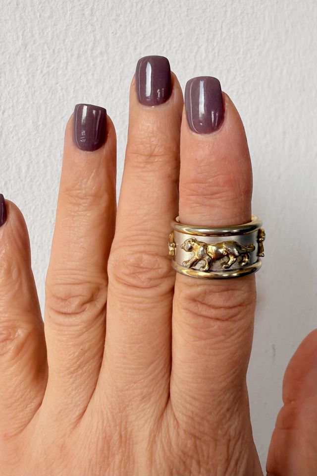 80s Two-Tone Wide Band Panther Statement Ring Selected by MARMALADE #2