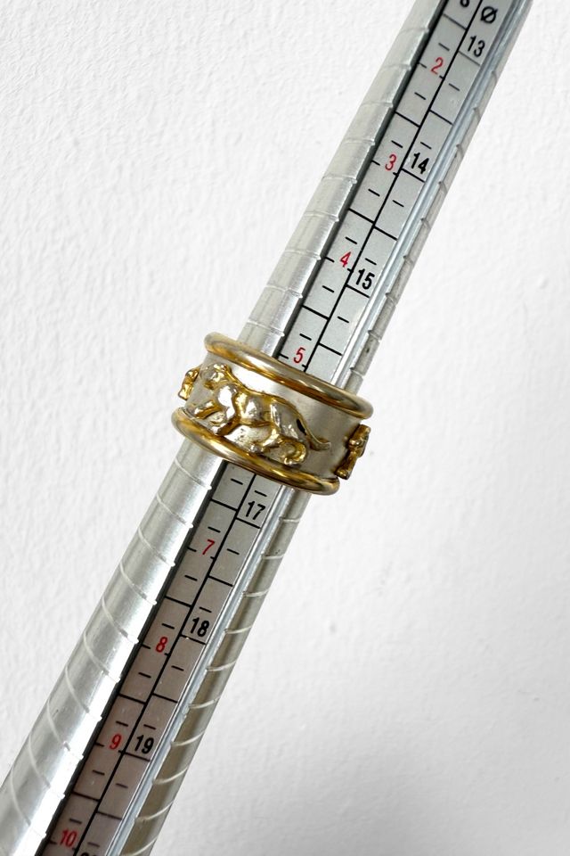 80s Two-Tone Wide Band Panther Statement Ring Selected by MARMALADE #3