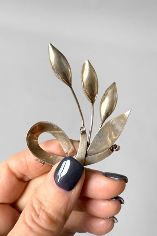 Mid-Century Modernist Sterling Silver Lily Brooch Selected by MARMALADE
