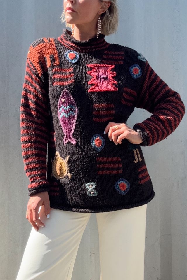 Vintage Mockneck Knit Sweater Selected by Kikos Kloset #1