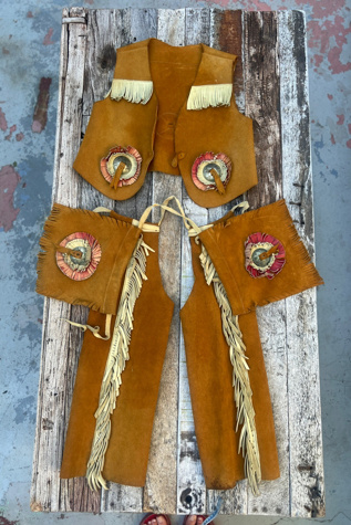 1960s Leather Fringe Rodeo 3-Piece Ensemble for Youth/Child - Selected by Market Vintage