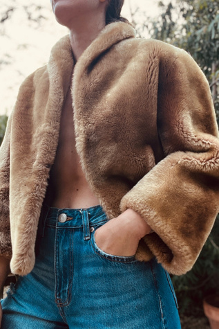 Vintage 1960s Cropped Shearling Lambswool Coat - Selected by Market Vintage