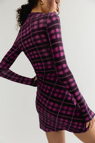 Женское платье Summi Summi Long Sleeve A-Line Mini, цвет: Клетчатый — фото 2