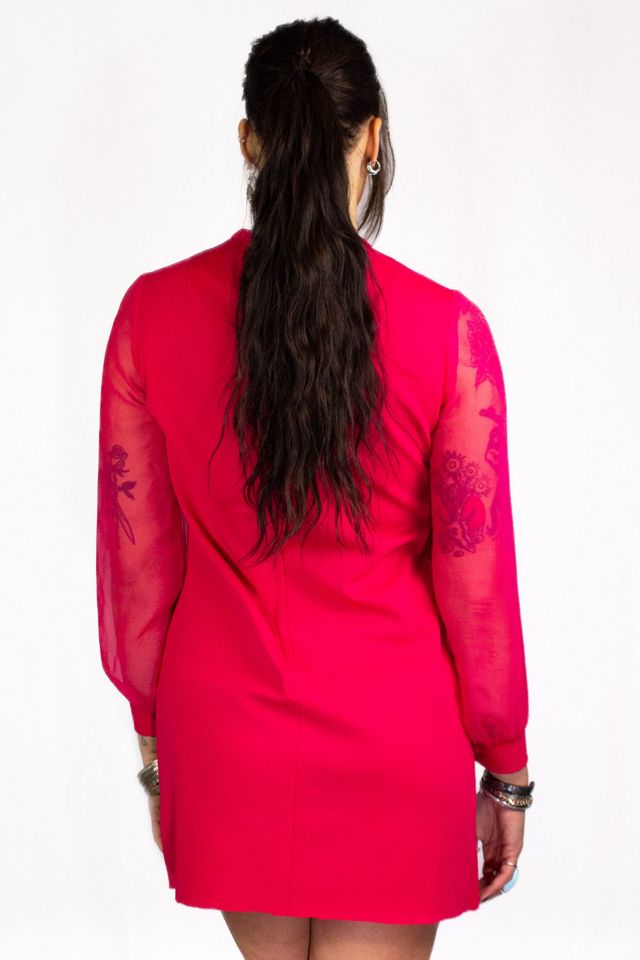 70s Fuchsia Sheer Sleeve Mini Dress Selected by Black Shag Vintage #1