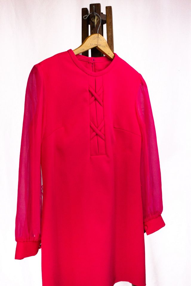 70s Fuchsia Sheer Sleeve Mini Dress Selected by Black Shag Vintage #2