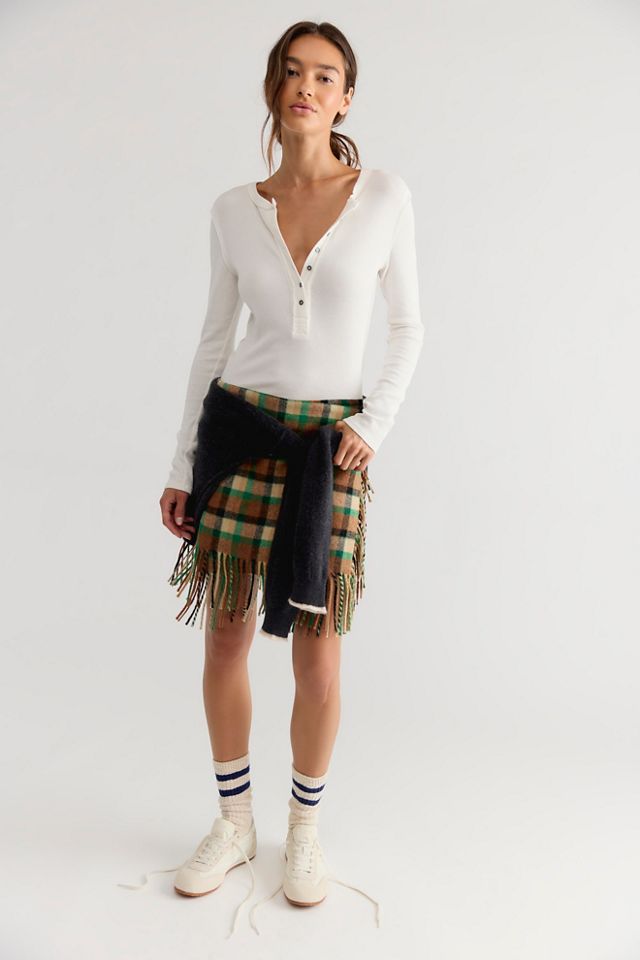 Rodebjer Aera Check Fringe Skirt #2