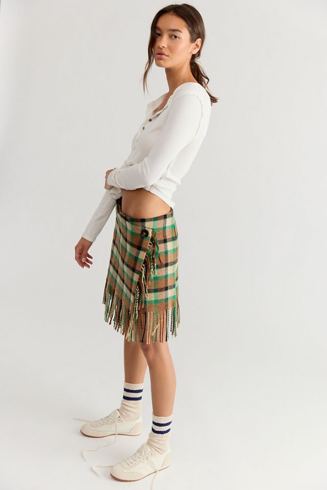 Rodebjer Aera Check Fringe Skirt #3