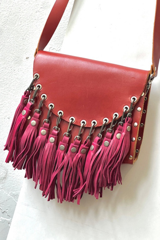 Vintage Two Colors Fringed Leather Bag Selected by Anna Corinna